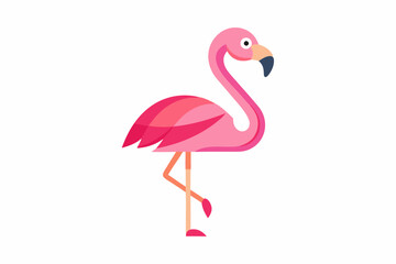 Icono plano flamingo con color rosa. Minimalist Pink Flamingo Icon: Modern and Elegant Flat Design Illustration.
