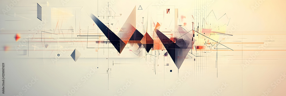 Poster minimalistic abstract graph with sharp angles and geometric shapes on a light background