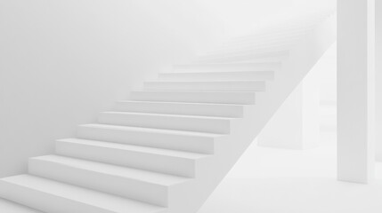 Obraz premium White stairs ascending, modern building interior, bright light
