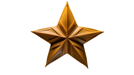 Abstract Golden Star Design, Luxury 3D Render for Festive Decoration and Modern Geometric Background, transparent background.