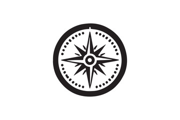 simple and subtle vector silhouette of compass in black and white, set against a white background. 