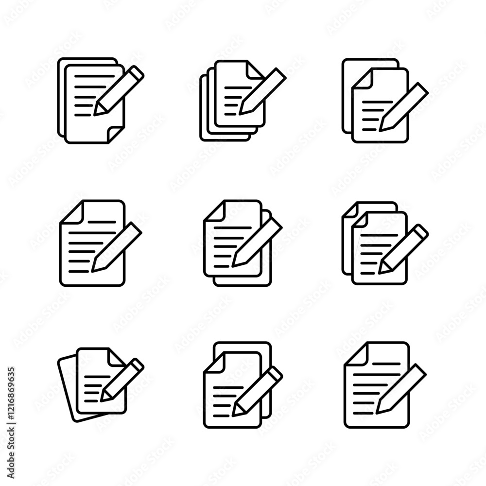 Poster note icon set. notepad icon vector. edit file. write icon