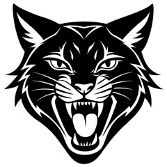  laughing bobcat head silhouette vector illustration