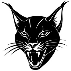  laughing caracal head silhouette vector illustration