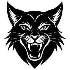  laughing lynx head silhouette vector illustration