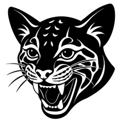  laughing ocelot head silhouette vector illustration