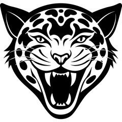  laughing leopard head silhouette vector illustration