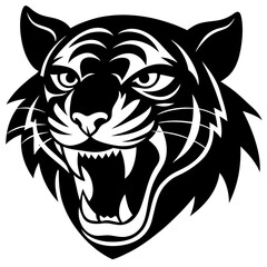  laughing tiger head silhouette vector illustration
