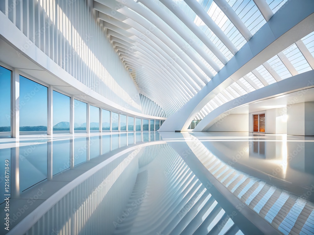 Aufkleber calming white abstract patterns: minimalist architectural background