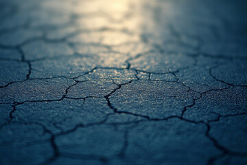 Obraz premium Dry cracked earth surface under soft evening light