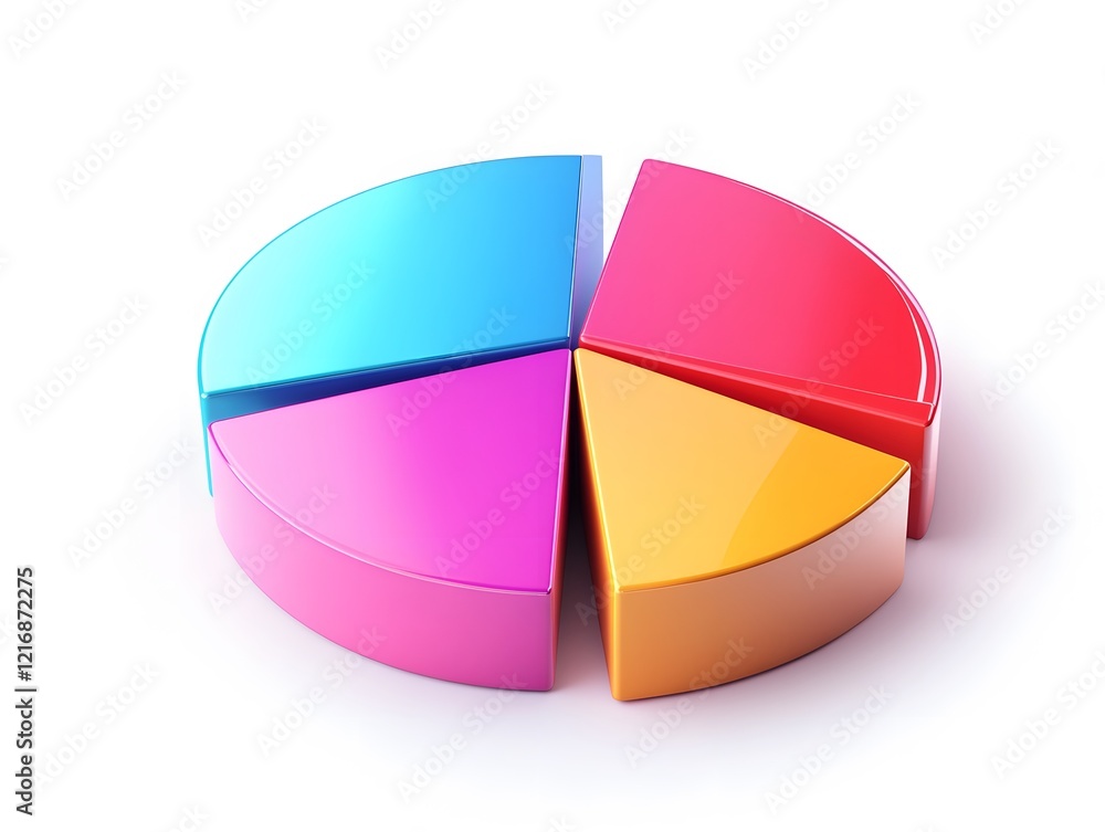 Poster a colorful pie chart illustration representing data segmentation and analysis. ideal for presentatio