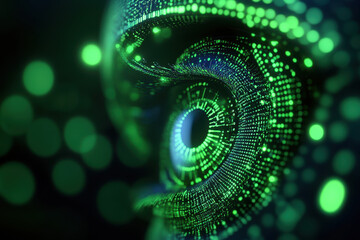 An image suggesting connections through global data exchange, futuristic, blue and green hues, digital art