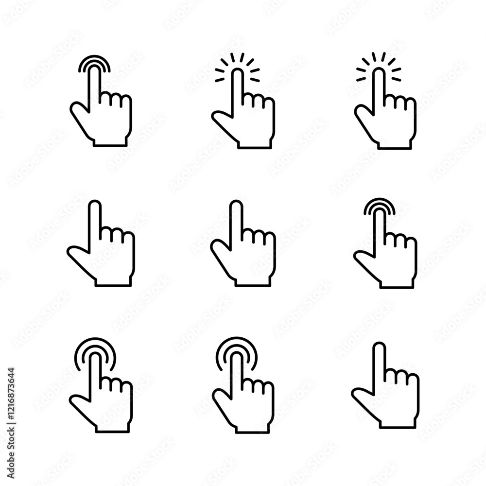 Aufkleber hand click icon set. pointer icon vector. hand cursor icon vector