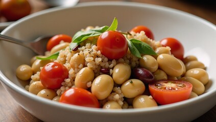 Veggie Bowl Bulgur Beans Tomatoes Plant-based