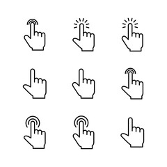 Hand click icon set. pointer icon vector. hand cursor icon vector