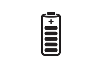 simple and subtle vector silhouette of battery in black and white, set against a white background. 