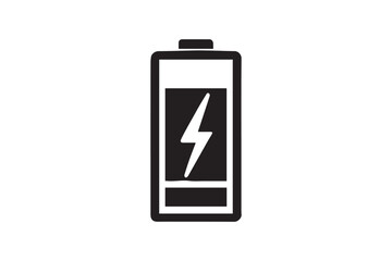 simple and subtle vector silhouette of battery in black and white, set against a white background. 