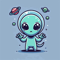 Obraz premium cartoon ufo in space