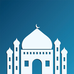 Islamic mosque background. vector illustration for Ramadan Kareem cards, poster, banner. copy space for text. 