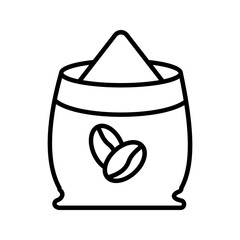 Coffee beans sack black hand drawn icon in grunge look . vector illustration, pictogram isolated on white background. color editable