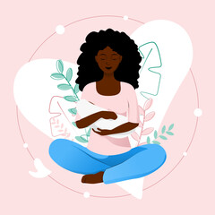 African american mother tenderly holding a baby on a floral background