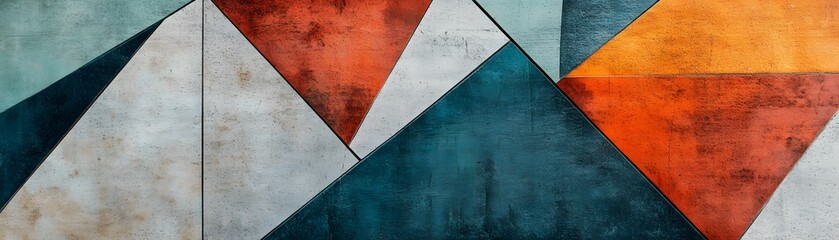 Fototapeta premium A vibrant abstract wall art featuring geometric shapes in bold colors. Ideal for modern interiors, this artwork brings a fresh and energetic vibe to any space.