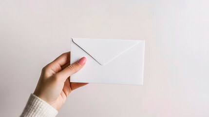 A hand holding a white, blank letter
