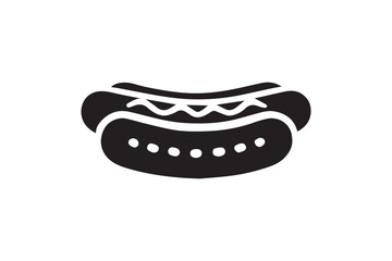 simple and subtle vector silhouette of hot dog in black and white, set against a white background. 