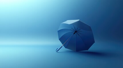 Blue umbrella on blue background, protection concept