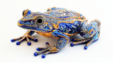 Colorful Frog with Decorative Elements and Bright Blue Design
