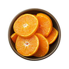 Fresh Mandarin  Orange Slices in a Brown Bowl on White Background - 1
