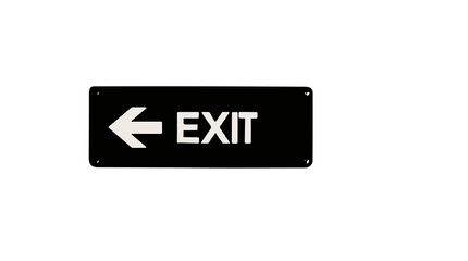 Directional exit sign with an arrow pointing left on a black background
