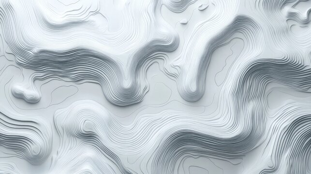 Abstract White Topographic Design with Flowing Lines and Curves