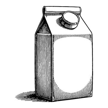 recommend clip art: Milk Carton Container with Cap Detailed Black and White Outline Line Art Drawing