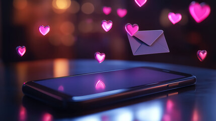 Love message came to the phone, Valentine's Day
