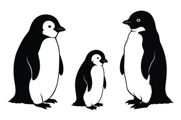 Naklejka premium Penguin vector graphic silhouette illustration. 