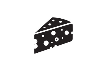 simple and subtle cheese vector silhouette black and white, set against a white background. 