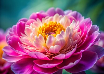 Fototapeta premium Close-up Tilt-Shift Photo of a Peony Flower Heart