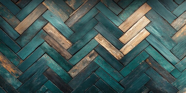A detailed view of green wooden parquet rustic and tex