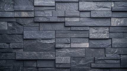 Layered Slate Wall with Detailed Textures and Cool Tones