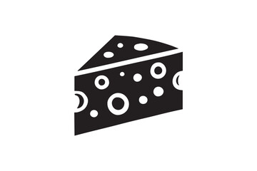 simple and subtle cheese vector silhouette black and white, set against a white background. 