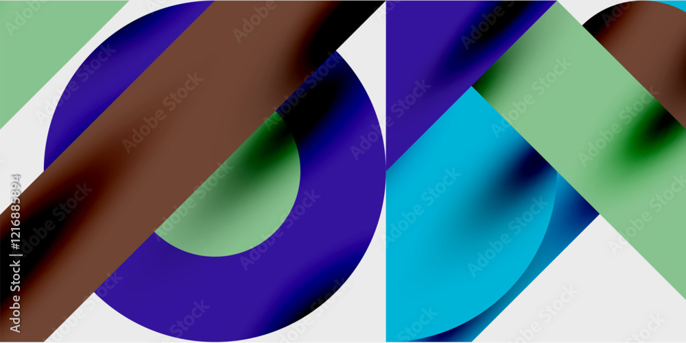 Aufkleber Modern abstract background featuring circles, lines, and triangles in a dynamic geometric composition. Perfect for stylish, tech, or creative-themed designs