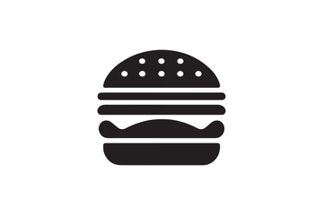 simple and subtle burger vector silhouette black and white, set against a white background. 