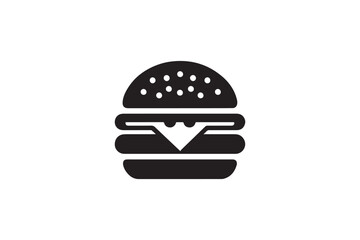 simple and subtle burger vector silhouette black and white, set against a white background. 
