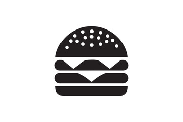simple and subtle burger vector silhouette black and white, set against a white background. 