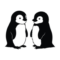 Baby Penguin silhouette clipart vector graphic design.