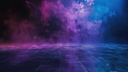 Naklejka premium Abstract colorful smoke and light effects on a reflective surface.