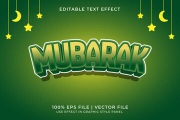 Eid Mubarak Editable Vector Text Effect. Ramadan Text Template