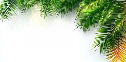 Tropical palm leaves in summer. Exotic palm tree. Floral backdrop