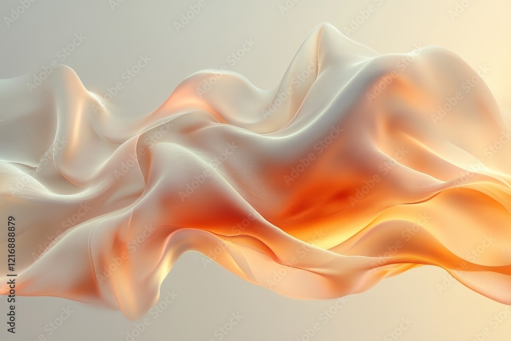 Aufkleber soft flowing fabric in warm tones creates a serene and tranquil atmosphere in a minimalist setting